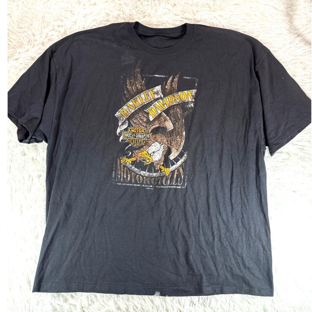 Harley Davidson TShirt Mens 2XL Black Eagle St Croix Wisconsin 2011 Graphic